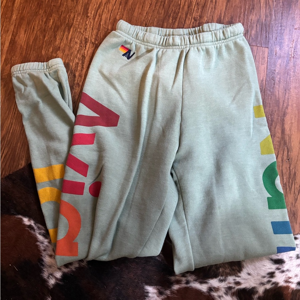 Aviator Nation joggers size small. green with multi color logo - Picture 5 of 5